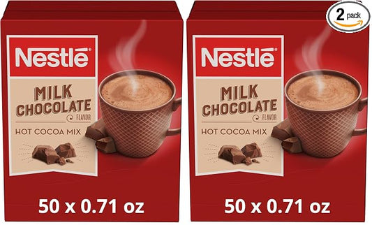 Nestle Hot Chocolate Packets, Milk Chocolate Flavor Hot Cocoa Mix, Made with Real Cocoa, Bulk Pack, 0.71 oz Packet (60 Count) (Pack of 2)