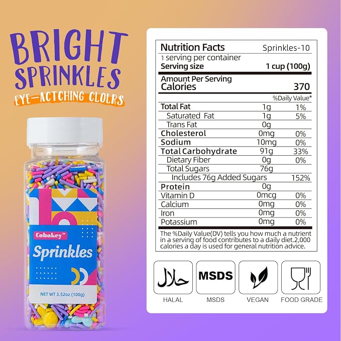 Easter Sprinkles for Cake Decorating, Pastel Bunny Rabbit Shaped Sprinkles with Pink Blue Purple Jimmies, Edible Spring Sprinkles Mix for Easter Baking, Ice Cream, Cookies, Cupcake Topper, 3.5oz