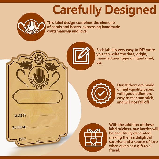 30 PCS Homemade Vanilla Extract Stickers, Vintage Bottle Label Stickers, Self-Adhesive Gift Tags for Handcrafted Bottles, Limoncello, Jars, 2oz & 4oz Storage Containers
