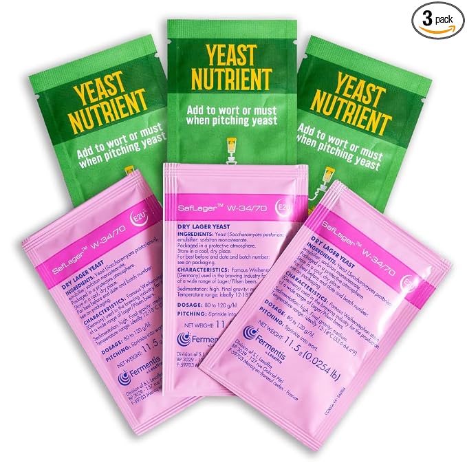 Craft A Brew - SafLager W-34/70 Yeast - German Lager Dry Yeast - For Craft Lagers - Ingredients for Home Brewing - Beer Making Supplies - 3 Pack