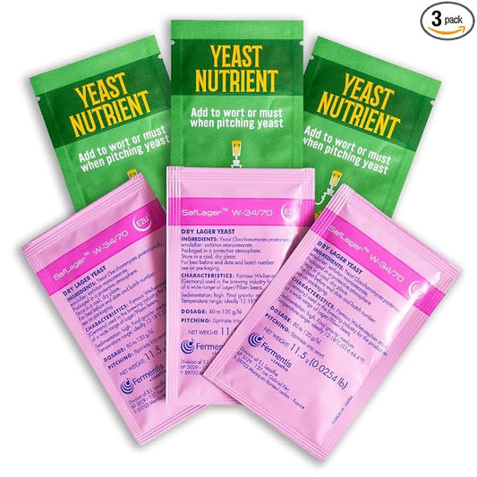 Craft A Brew - SafLager W-34/70 Yeast - German Lager Dry Yeast - For Craft Lagers - Ingredients for Home Brewing - Beer Making Supplies - 3 Pack
