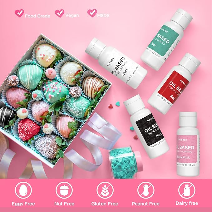 Oil Based Food Coloring for Chocolate - 30 Milliliters Upgraded Light Pink Oil Food Color for Baking Cake Decorating, Edible Food Dye for Candy Melts Cookies Easter Egg Icing Fondant Meringues