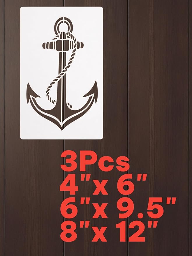 Nautical Anchor Stencil – Ocean Travel Adventure Design Template Pattern Reusable Art Stencil for Painting, Crafting and DIY Projects