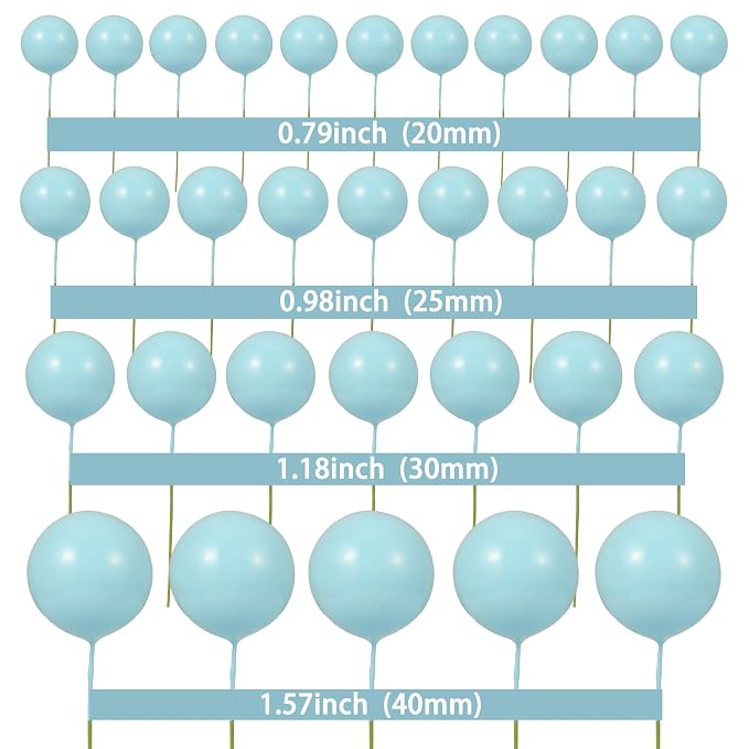 Gyufise 30Pcs Balls Cake Topper DIY Cake Insert Toppers Ball Cake Picks Cupcake Topper for Birthday Party Baby Shower Wedding Cake Decoration Blue
