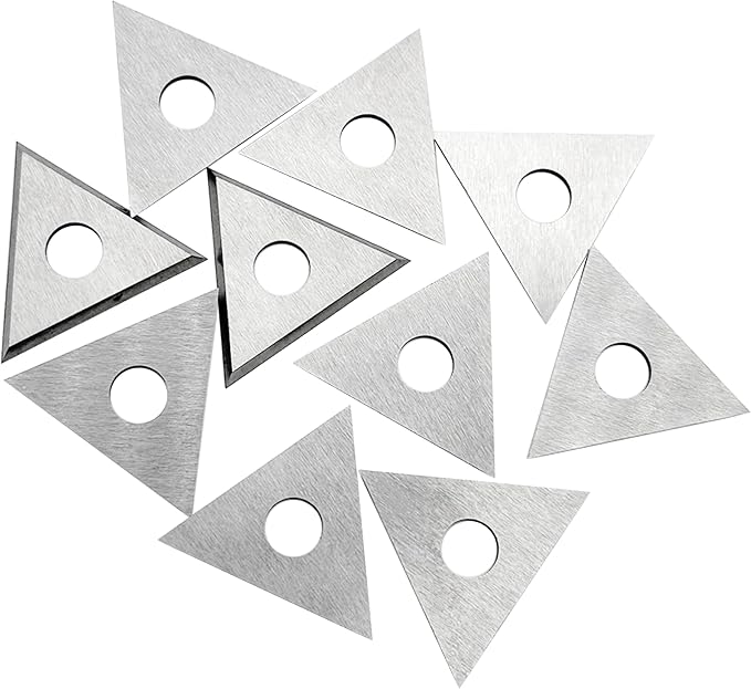 LU&MN Carbide Scraper Replacement Blades, 1" Triple-Edge Triangle Reversible Blades, Fits Most Handheld Paint, Glue& Grout Scrapers, 10Pieces