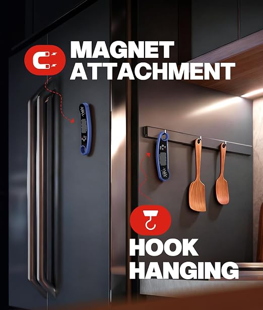 Meat Thermometer Digital – Instant Read Food Thermometer for Grilling, BBQ, Air Fryer, Smoker, Candy Making with Foldable Probe, Kitchen Gadgets, BBQ Essentials, Gift for Dad, Men, Blue