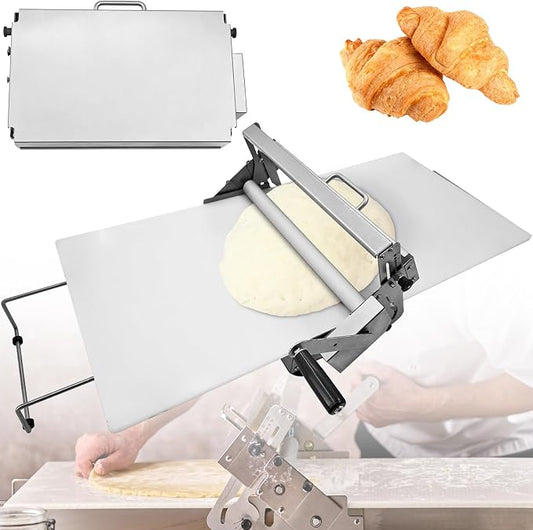 40.9''x15.5" Folding Dough Sheeter with Sheeter Board Stainless Steel Adjustable Manual Dough Sheeter Roller Machine for Croissants Pizza Pie Crust and Pastry