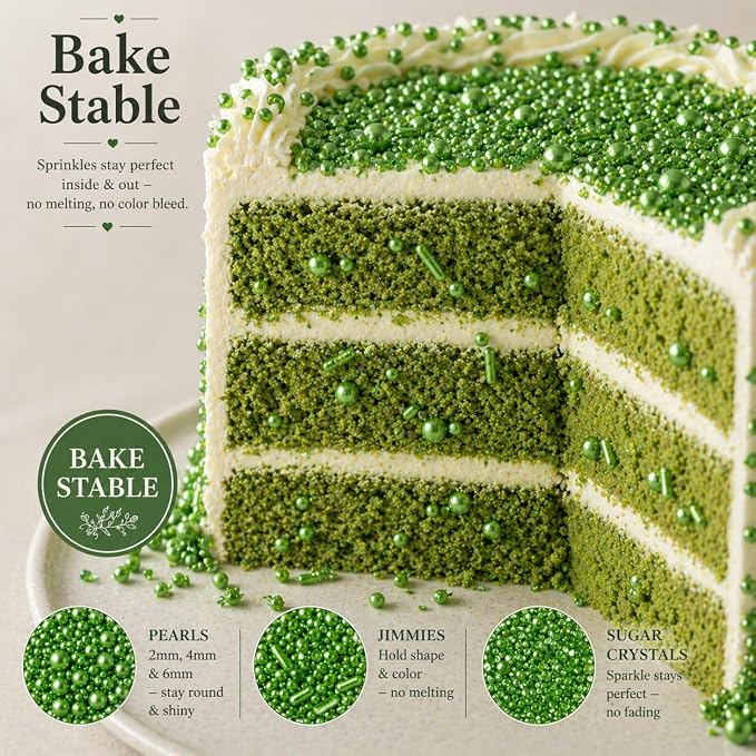 Confect Christmas Sprinkles for Cakes & Cupcakes – Party in Park Pea Green Sprinkles – Edible Celebration Mix with Dragees, Jimmies & Sparkling Sugar – Holiday Baking Decoration – Vegan, Gluten-Free, Nut-Free, Soy-Free, Dairy-Free , Handcrafted Sprinkl...