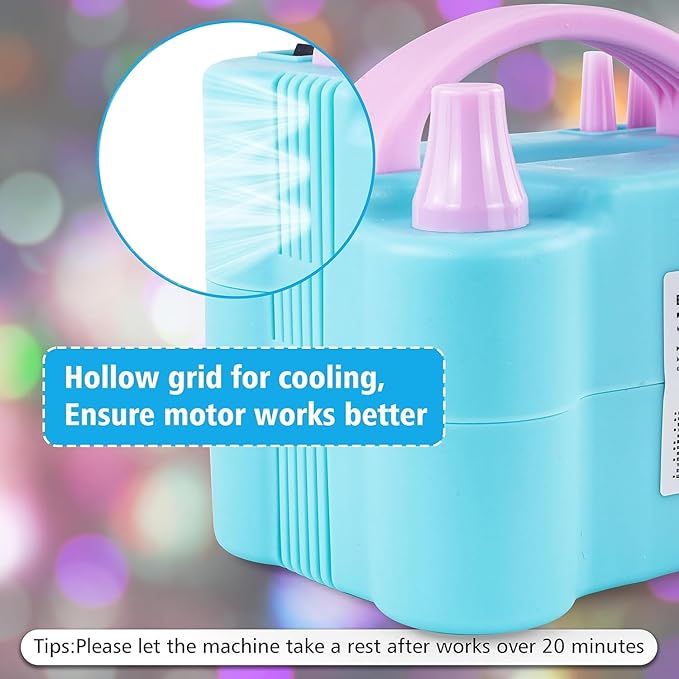 Electric Balloon Pump, Portable Electric Balloon Blower Machine Balloon Air Pump, Dual Nozzle 110V 600W Balloon Inflator for Party Decoration Christmas Birthday