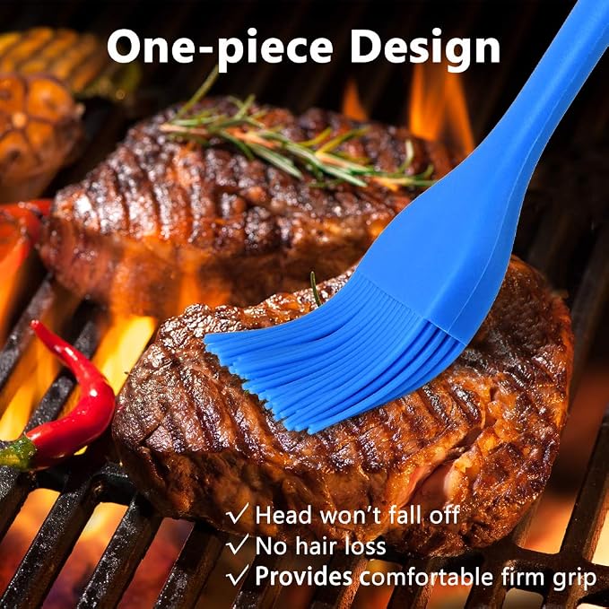 Hhyn Silicone Basting Brush Set 6 Pack Heat Resistant Pastry Brushes Spread Oil Butter Sauce for BBQ Grill Barbeque Kitchen Baking Cooking Pastries, 2 Large & 4 Small