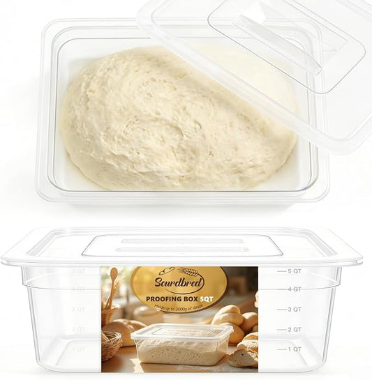 Dough Proofing Container, 5Qt Large Capacity Holds Up to 6.6Lb of Dough, BPA-Free Tray with Lid Dough Rising Box for Bread, Sourdough, Pizza Dough Stackable Dough Container(Clear 1 Pack)