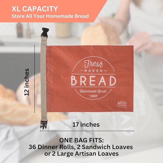 Reusable Bread Bags for Homemade Breads – 2-Pack XL Sourdough Bread Bags | Keeps Sourdough Fresh for a Week | Freezer Safe Reusable Container Storage for Sour Dough and Artisan Loaves