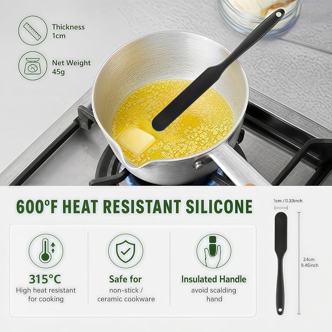 Silicone Jar Spatula, 600°F Heat Resistant Food Grade Rubber Scraper, Flexible Skinny Spatula for Jars, Blenders, Bottles, Baking, Cooking, Jam, Nut Butter, Dishwasher Safe