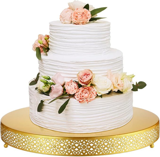 Wenqik Cake Stand 20 Inch Round Metal Cupcake Dessert Wedding Cake Stand Cookies Display Holder Fruit Serving Tray for Table Wedding Birthday Anniversary Party(Gold)