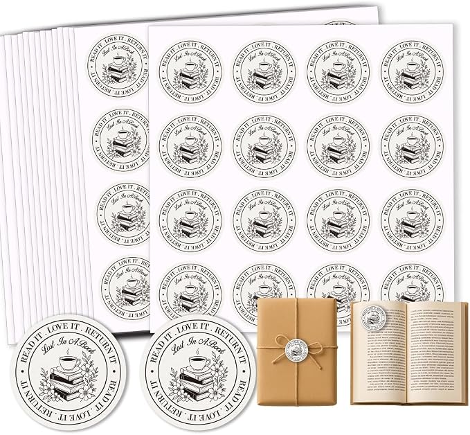 320 Pcs Book Stickers for Bookworm, 2 Inch Round Waterproof Bookish Sticker Self-Adhesive Personalized Love Reading Sticker for Laptop Books Book Lover Gift Accessories