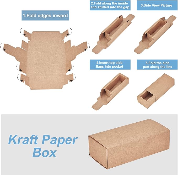BENECREAT 12PCS Black Kraft Packaging Drawer Box 4x2x1.4 Inch Cardboard Present Box Gift Wrapping Boxes for Lipstick, Small Perfume Essential Oil Bottle