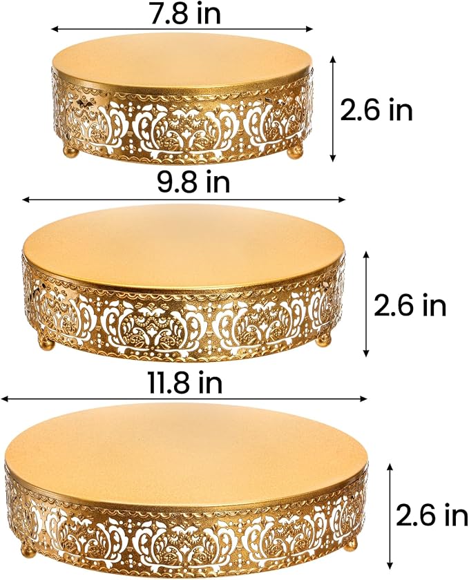 SOUJOY 3 Pack Metal Gold Cake Stand, 12/10/8 Inch Round Cupcake Stands, Dessert Table Display Set for Wedding, Party, Birthday, Event, Anniversary, Celebration, Table Decoration