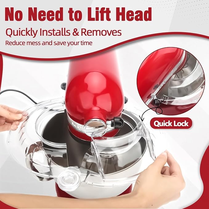Pouring Shield for Kitchen aid 4.5-5QT Mixer Stainless Steel Bowl, Safety Pouring Shield for kitchen aid accessories and attachments, for kitchenaid mixer attachments for stand mixer
