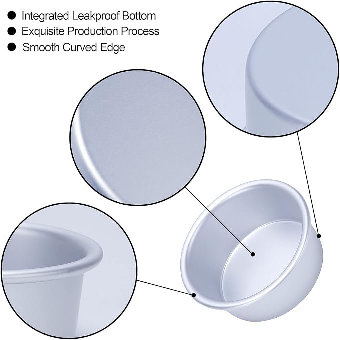 AWTBDP 4 Inch Cake Pan Set of 8, Anodized Aluminum Round Cake Pans with 100 Pcs Parchment Paper Tins Baking Pan for Cheese Cake, Pizza, Quiche, Non Toxic, Leakproof, Easy Pop Out