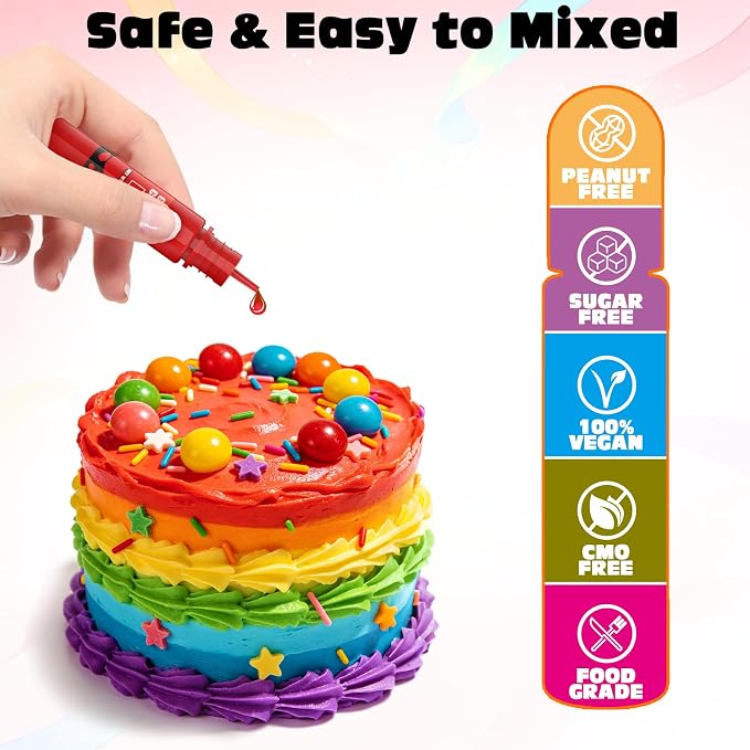 Gel Food Coloring Set with 12 Colors Food Coloring Dye for Baking Concentrated Food Coloring Gel for Icing, Candy, Cake Decorating, 0.35 Fl. Oz/Bottles