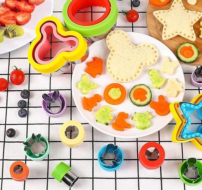 Cookie Cutter Set for Baking, 6PCS Sandwich Fondant Cake Fruit Vegetable Shapes Cutter Set (Round)
