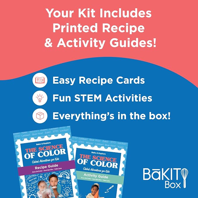 BāKIT Box Aurora Swirl Cookies Baking Kit for Kids, STEM Science of Color Educational Activity Kit, Learn Chromatography, Color Mixing, & More, Includes Organic Food Coloring with Spirulina, Ages 6–13