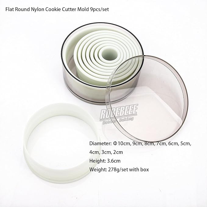 Multi-Shape Nylon Cookie Molds Round Square Star Plastic Geometry Biscuit Cutter Dough Mousse Bread Slicer DIY Bakery Utensils (Flat Round)