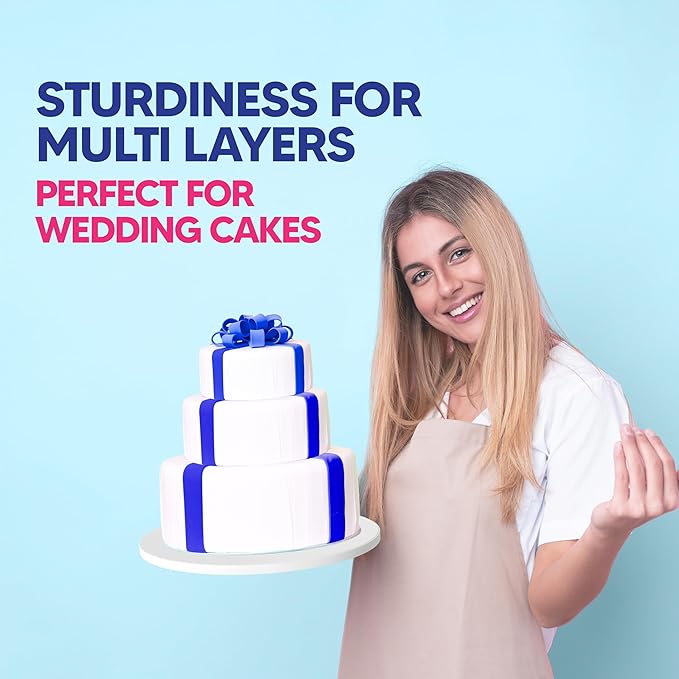 RICCLE Cake Boards - 12 Inch Cake Drums - Smooth-Edged Pack of 12 Cake Drum - Sturdy Cake Boards 12 Inch Round - Bend Resistant Multi-Layered Cake Base for Minimalist Displays