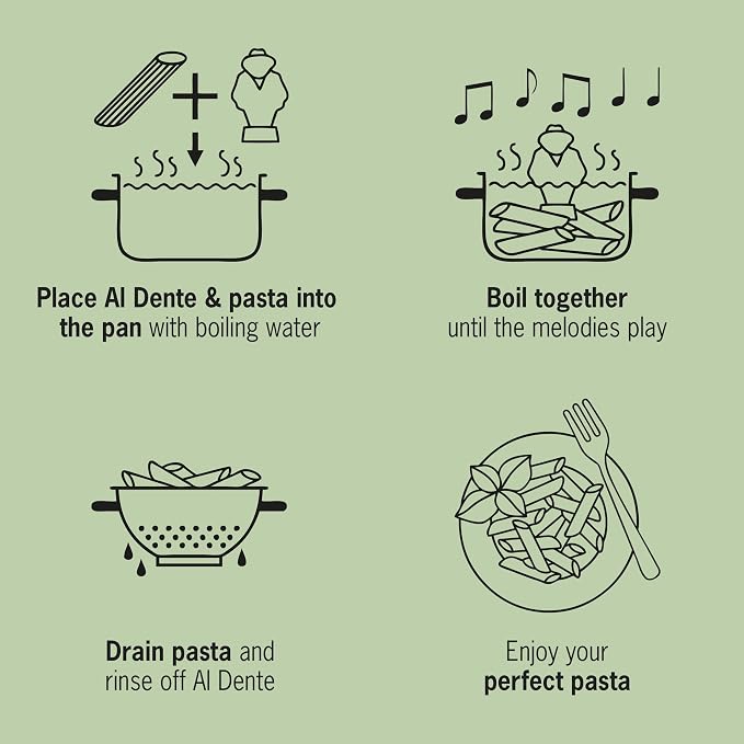 Al Dente Red - The Singing Floating Pasta Timer: Will Sing Different Tunes When Pasta is Ready at 3, 7, 9, and 11 Minutes, to be Boiled with Any Pasta in The Pot, Floats in Cold & Hot Boiling Water