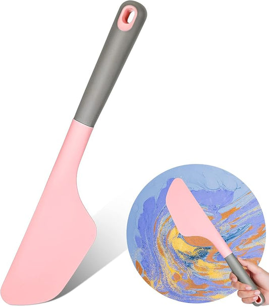 Large Silicone Spatula 13.3 Inch Pink Paint Spatula Cake Cream Spatulas Silicone Art Painting Tools Art Supplies Spreading Tools Resin Painting Flat Paintbrush Acrylic and Water Based Tool