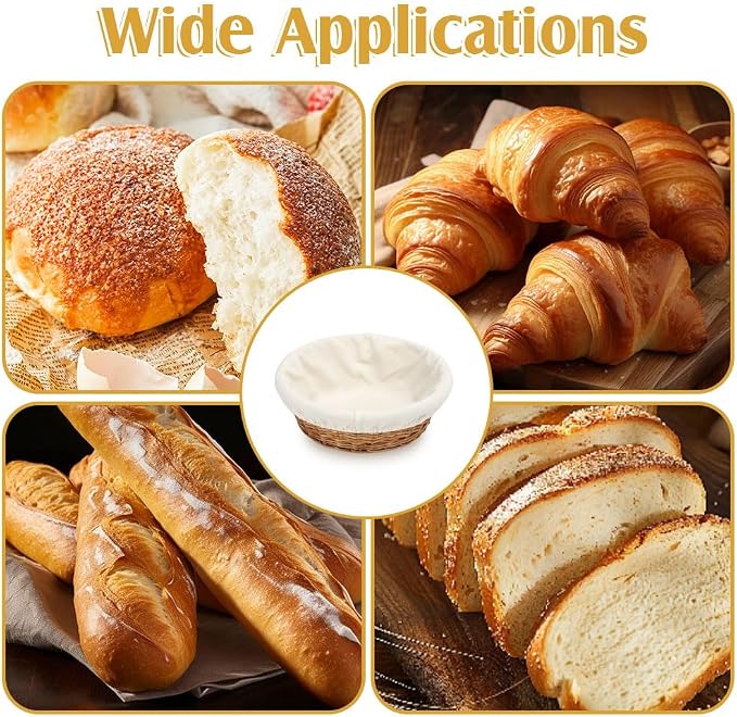 Bread Proofing Basket Cloth Liner 6 Pcs Natural Rattan Banneton Liner 10 Inch Oval Banneton Bread Proofing Cover Basket Cloth Liner Sourdough Bread Baking Supplies Cloth Bowl Covers for Bread Proofing