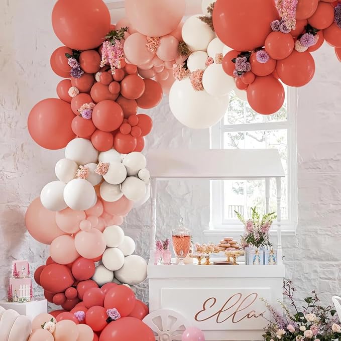 Dusty Orange White Nude Pink Balloon Garland Arch Kit, 160Pcs Boho Latex Balloons Different Size 18 12 10 5 inch for Birthday Bridal Baby Shower Gender Reveal Wedding Retirement Party