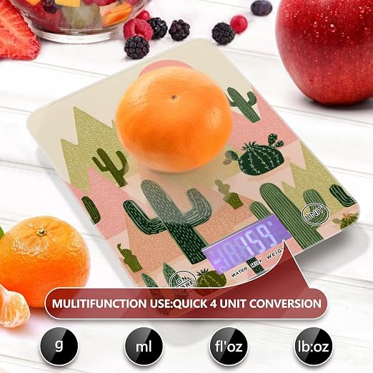 Food Scale Kitchen Scale Food Weight Scales Digital Weight Grams and Ounces Small Electronic Food Scale for Baking Cooking Boho Cacti Mountains Sun