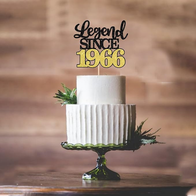 1 PCS Legend Since 1965 Cake Topper Black Gold Glitter Sixty Happy 60th Birthday Cake Pick Cheers to 60 Years Cake Decoration for 60th Birthday Wedding Anniversary Party Decorations Supplies