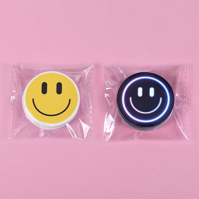 50PCS Smiling 50PCS Neon Stickers, Cute Water Bottle Stickers for Kids, for Teaching Rewards, Notebooks, Stationery, Luggage, Cartoon PVC Happy Stickers