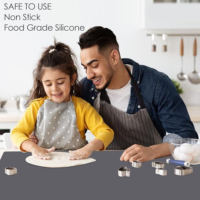 Thick(2MM) Extra Large Silicone Mat for Kitchen Counter 39.4" x 23.6" Silicone Table Mat for Resin Workbench Mat Heat Resistant Mat Coffee Bar Mats,Dark gray