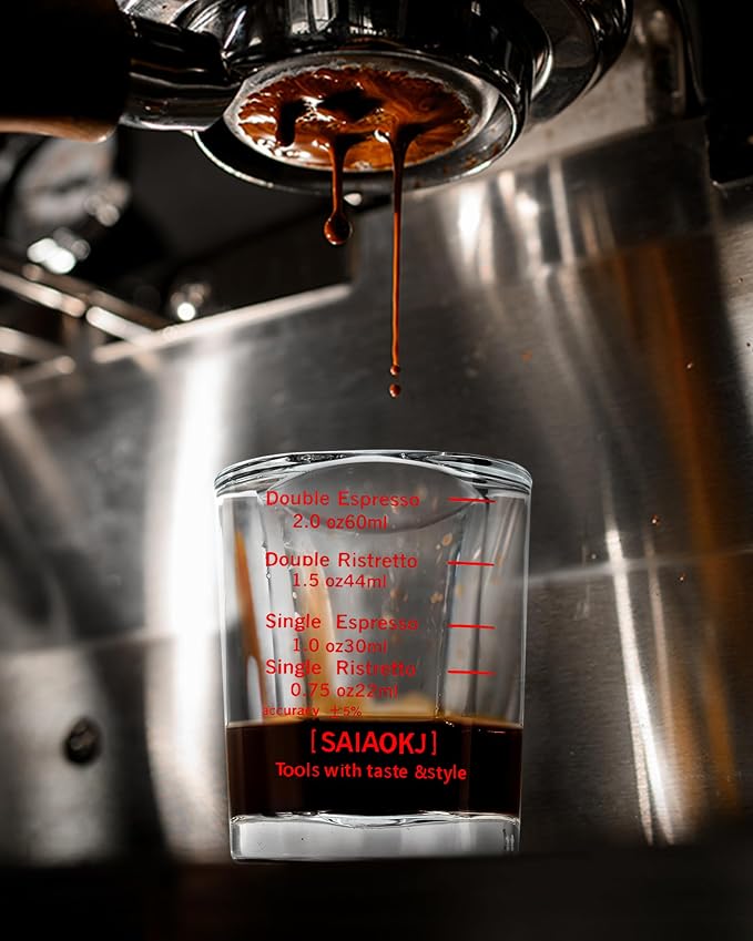 Shot Glasses Measuring Cup Set 2PACK Espresso Shot Glasses Liquid Heavy Glass 2oz/60ml (Red)