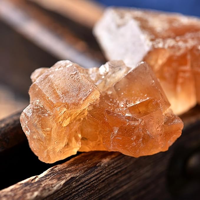 Natural Rock Sugar Crystals, Traditional Yellow Crystal Sugar, 黄冰糖, No Additives (2lb)