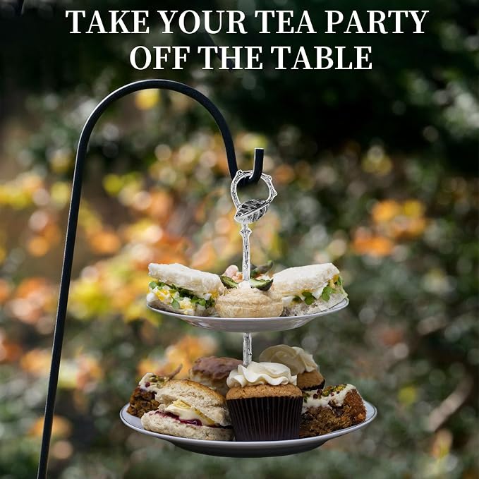 4 Set 3 Tier Leaf Cake Stand Centre Handle Fittings for Food Stand | Fruit Heavy Plate Handle Fittings, Cupcake Stand Hardware Fittings, Cake Tray Stand Handles(Silver, 3-Tier, 4Pcs)