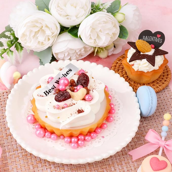 Pink Sprinkles for Cake Decorating, Valentines Sprinkles, 4 Sizes Pearl Edible Sugar 130g/4.6oz, Cupcake, Ice Cream, Donuts, Macaron Toppings Supplies (2mm, 4mm, 7mm, 1cm)