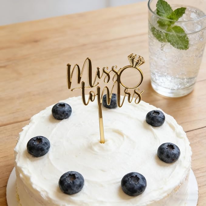 Acrylic Miss to Mrs Cake Topper, Wedding Bridal Shower, Mirror Acrylic Cake Decoration, Wedding Engagement Party Decoration