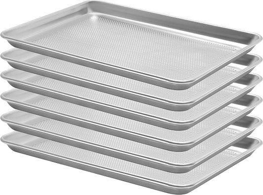 BIEAMA 6 Pack Half Size 18" x 13" Aluminum Baking Sheet Pan Perforated, Commercial Bakery Equipment Cookie Sheets, NSF Approved Baking Tray
