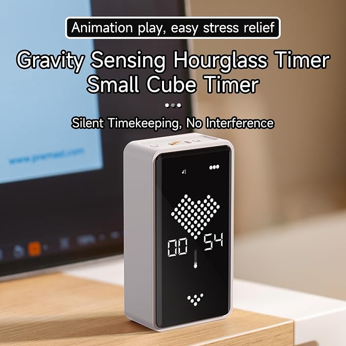 Visual Timer, Rechargeable Digital Hourglass Timer with LED Display | Large display, magnetic back and adjustable volume for classroom, kitchen, fitness, study and kids learning