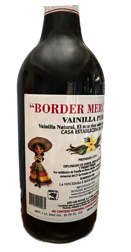 Border Merchant Vainilla Pura Mexicana Authentic Mexican Pure Vanilla Extract Glass Bottles 31oz 2Pk