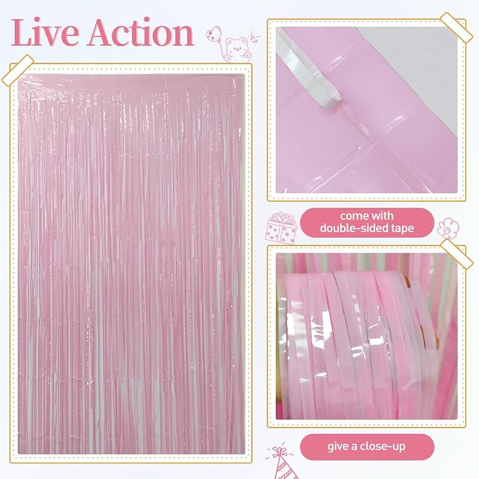 157Pcs Pastel Pink and White Balloons Garland Arch Kit with Fringe Curtain for Woman Girl Princess Birthday Bridal Baby Shower Gender Reveal Engagement Wedding Valentine's Day Party Decorations