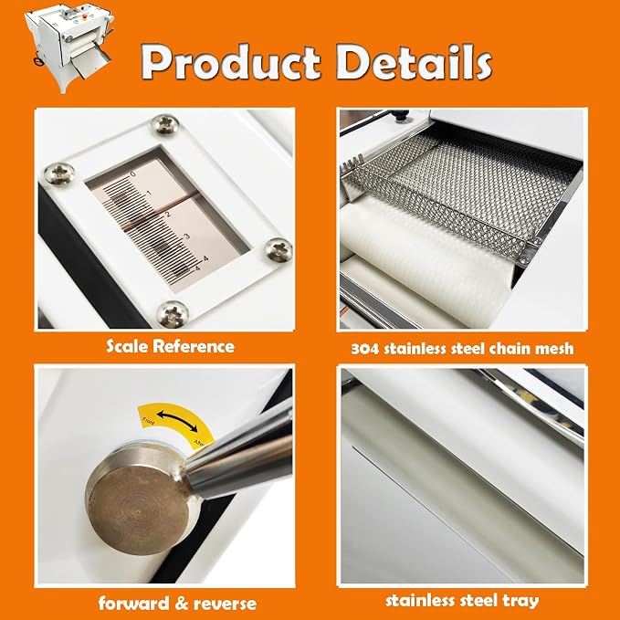 INTSUPERMAI Commercial Toast Bread & Croissant Dough Sheeter 2 in 1 Electric Roller Press Molding Machine & Auto Baguette Shaping Maker 1.06oz-42.33oz 110V