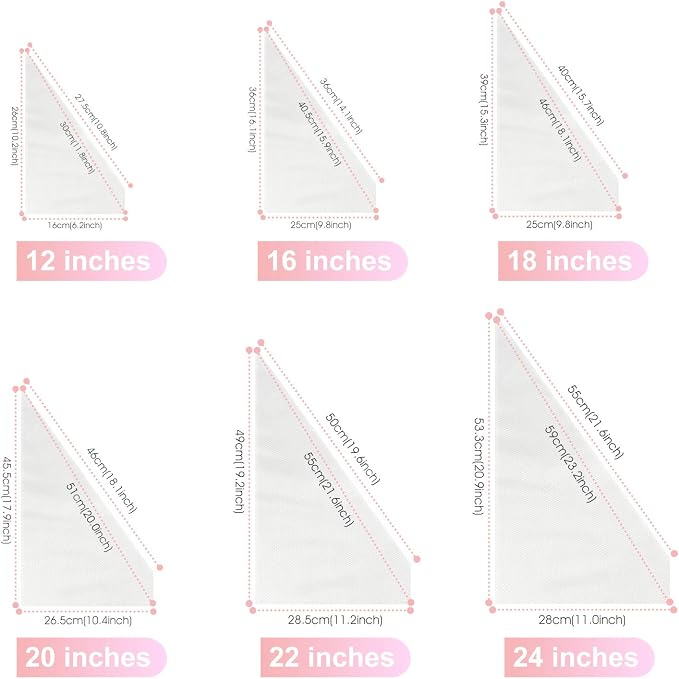 VolksRose 100Pcs Disposable Piping Bags, 16 inch Anti Burst and Non-Slip Pastry Bags, Thicken Cake Decorating Bags Icing Piping Bags for Cake Cupcakes Cookies Frosting, White
