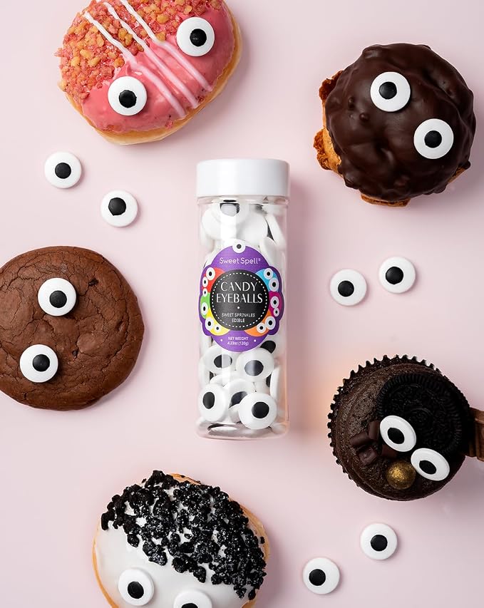 Sweet Spell Candy Eyeballs - Edible Candy Eyes Sprinkles for Decorating Halloween Cookies, Cakes, Cupcakes, and Baking (120g/4.2oz, 17 mm)