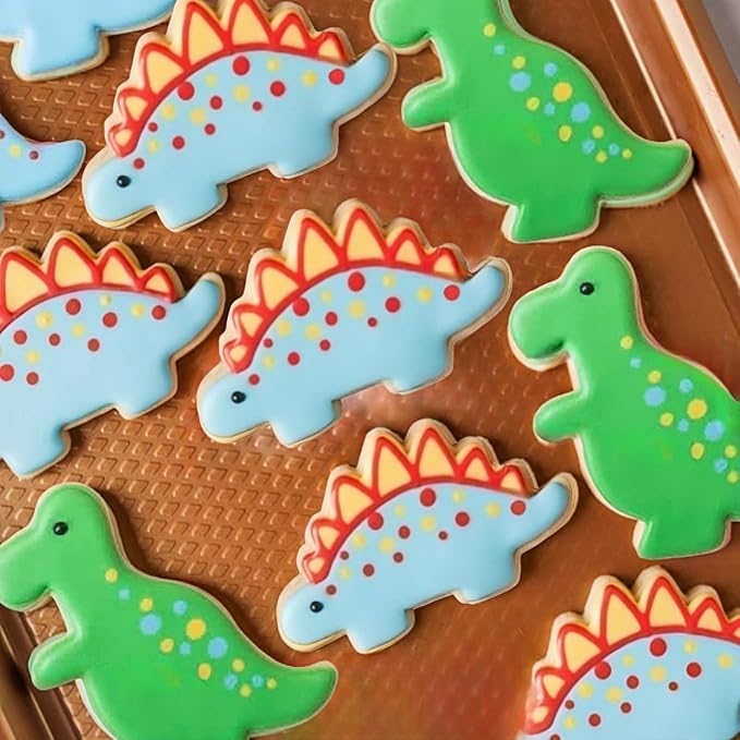 JOB JOL Dinosaur Cookie Cutters 6 PCS, T-Rex, Brontosaurus, Dino Footprint, for Kids Birthday Party