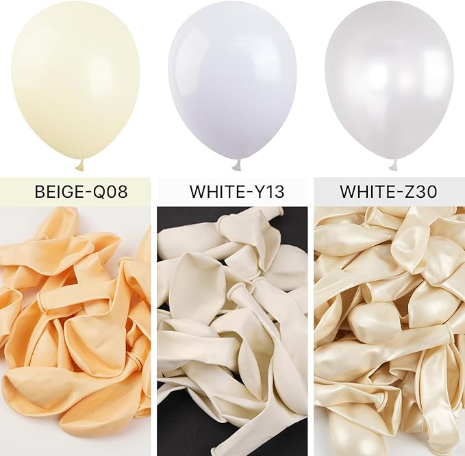 PartyWoo Pearl White Balloons 140pcs Different Sizes Pack of 18 12 10 5 Inch Metallic White Latex Balloon Arch Kit Garland for Wedding Graduation Baby Shower Birthday Party Decorations White-Z30